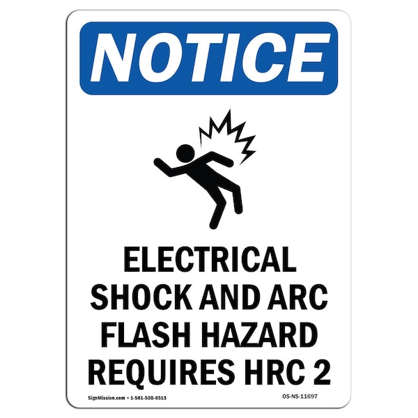 Safety Sign, OSHA Notice, 5" Height, Electrical Shock And Sign With Symbol, Portrait, 10PK